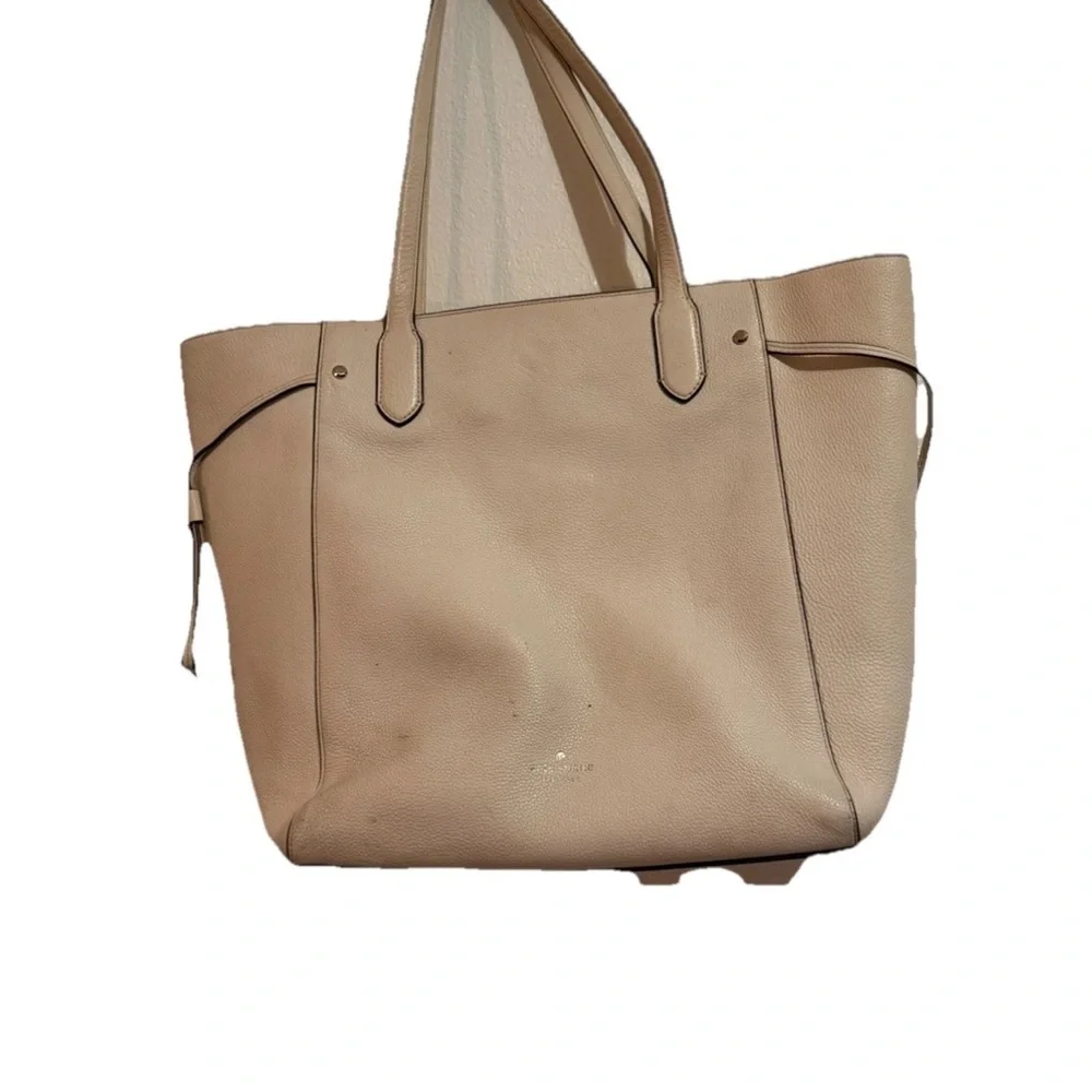 kate spade Beige Leather Tote with Gold Accent